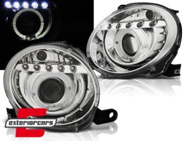 Prednja svjetla LED Angel Eye (chrome) / Fiat 500 (2007-2015), LPFI21