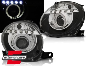Prednja svjetla LED Angel Eye (crna) / Fiat 500 (2007-2015), LPFI22