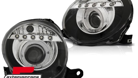 Prednja svjetla LED Angel Eye (crna) / Fiat 500 (2007-2015), LPFI22