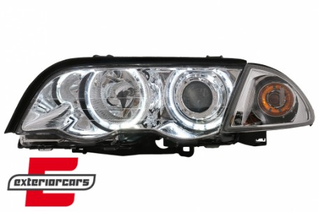 Prednja svjetla LED Angel Eyes (chrome) / BMW serije 3 E46 limuzina karavan (05.1998-08.2001), LPBMG0