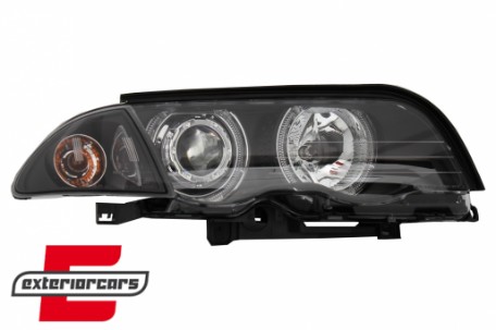 Prednja svjetla LED Angel Eyes (crna) / BMW serije 3 E46 limuzina karavan (05.1998-08.2001), LPBMG1