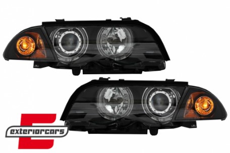 Prednja svjetla LED Angel Eyes (crna) / BMW serije 3 E46 limuzina karavan (05.1998-08.2001), LPBMG1