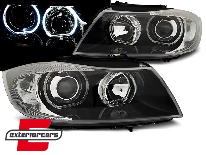 Prednja svjetla LED Angel Eyes (crna) / BMW serije 3 E90 limuzina E91 karavan (03.2005-2011), LPBME4