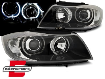 Prednja svjetla LED Angel Eyes (crna) / BMW serije 3 E90 limuzina E91 karavan (03.2005-2011), LPBME4
