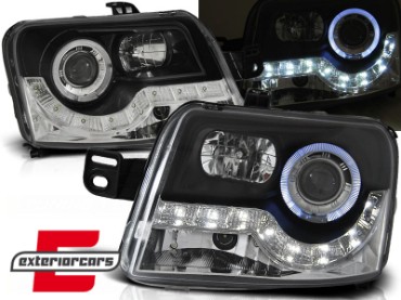 Prednja svjetla LED Angel Eyes (crna) / Fiat Panda (2003-2012), LPFI14