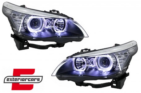 Prednja svjetla LED Angel Eyes LCI look (crna) / BMW serije 5 E60 E61 (2003-2007), LPBME3