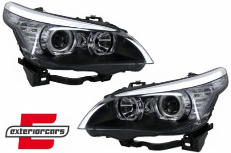 Prednja svjetla LED Angel Eyes LCI look (crna) / BMW serije 5 E60 E61 (2003-2007), LPBME3