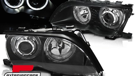 Prednja svjetla LED Angel Eyes Xenon look (crna) / BMW serije 3 E46 Facelift limuzina karavan (2001-2005), LPBMG3