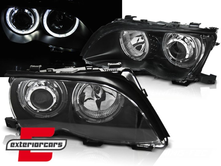 Prednja svjetla LED Angel Eyes Xenon look (crna) / BMW serije 3 E46 Facelift limuzina karavan (2001-2005), LPBMG3