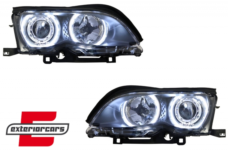 Prednja svjetla LED Angel Eyes Xenon look (crna) / BMW serije 3 E46 Facelift limuzina karavan (2001-2005), LPBMG3