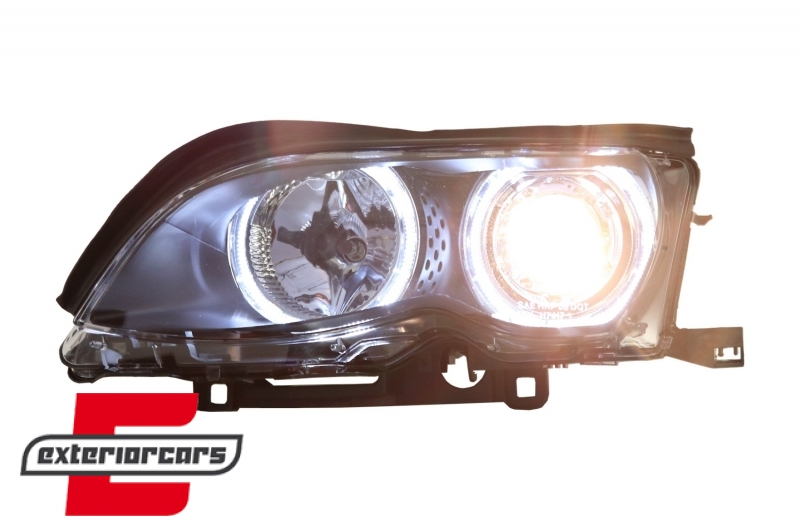 Prednja svjetla LED Angel Eyes Xenon look (crna) / BMW serije 3 E46 Facelift limuzina karavan (2001-2005), LPBMG3