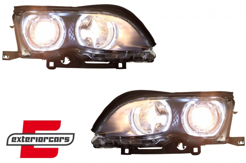 Prednja svjetla LED Angel Eyes Xenon look (crna) / BMW serije 3 E46 Facelift limuzina karavan (2001-2005), LPBMG3