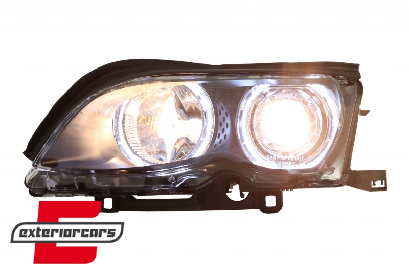 Prednja svjetla LED Angel Eyes Xenon look (crna) / BMW serije 3 E46 Facelift limuzina karavan (2001-2005), LPBMG3