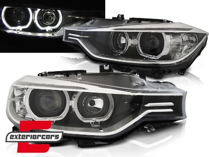 Prednja svjetla LED Angel Eyes Xenon look (crna) / BMW serije 3 F30 F31 limuzina karavan (10.2011-05.2015), LPBMH1
