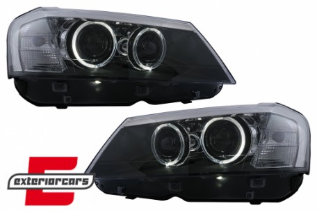 Prednja svjetla LED Angel Eyes Xenon look (crna) / BMW X3 F25 SUV (2010-2014), LPBMJ6