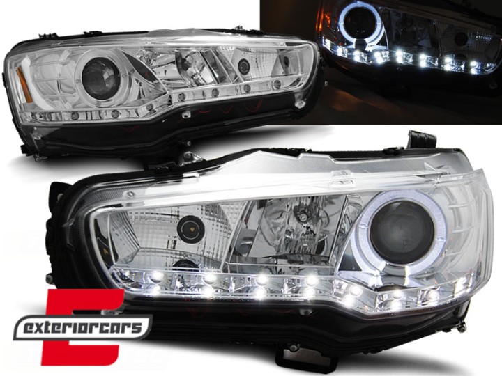Prednja svjetla LED DayLight Angel Eyes (chrome) / Mitsubishi Lancer 8 (2007-2017), LPMI15