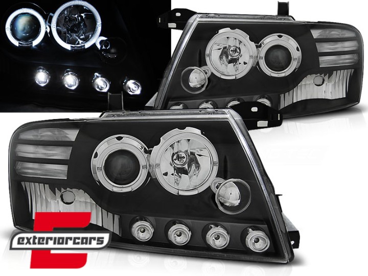 Prednja svjetla LED DayLight Angel Eyes (crna) / Mitsubishi Pajero V60 (2000-2006), LPMI08