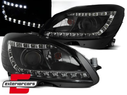 Prednja svjetla LED DayLight Bi-Xenon look (crna) / Mercedes C klasa W204 S204 limuzina karavan (2007-2010), LPME91