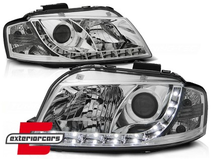 Prednja svjetla LED DayLight (chrome) / Audi A3 8P 8PA (2003-2008), LPAU43