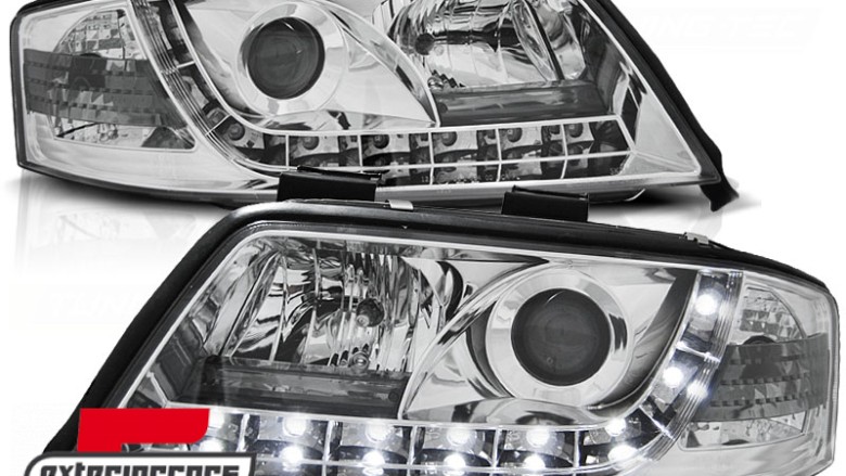 Prednja svjetla LED DayLight (chrome) / Audi A6 4B C5 (05.1997-05.2001), LPAU37