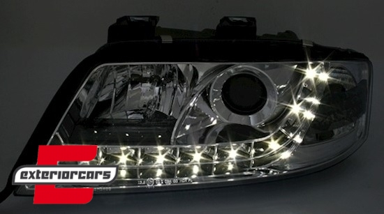 Prednja svjetla LED DayLight (chrome) / Audi A6 4B C5 (05.1997-05.2001), LPAU37