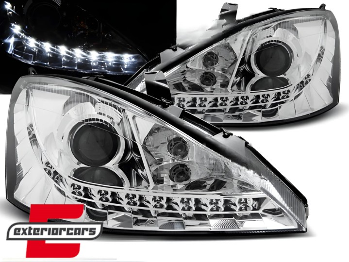 Prednja svjetla LED DayLight (chrome) / Ford Focus Facelift (11.2001-2004), LPFO47