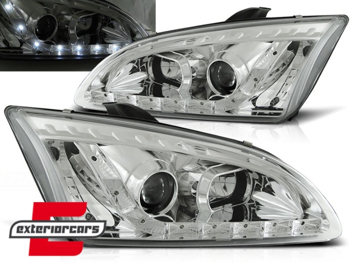 Prednja svjetla LED DayLight (chrome) / Ford Focus II (2004-01.2008), LPFO18