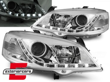 Prednja svjetla LED DayLight (chrome) / Opel Astra G (1997-2004), LPOP39