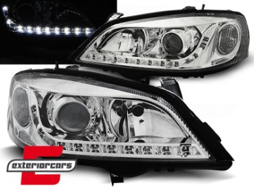 Prednja svjetla LED DayLight (chrome) / Opel Astra G (1997-2004), LPOP81