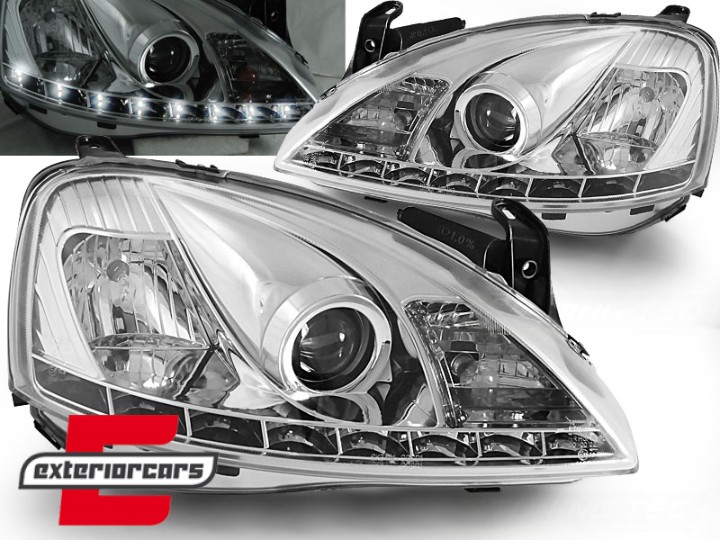 Prednja svjetla LED DayLight (chrome) / Opel Corsa C (2000-2006), LPOP43