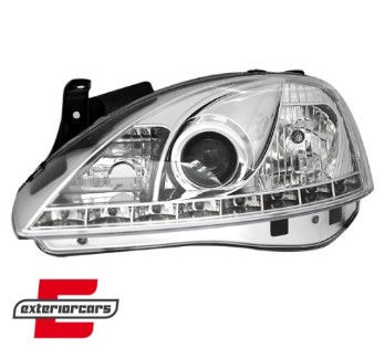 Prednja svjetla LED DayLight (chrome) / Opel Corsa C (2000-2006), LPOP43