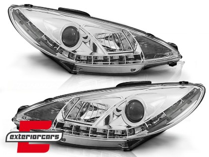 Prednja svjetla LED DayLight (chrome) / Peugeot 206 (1998-2002), LPPE18