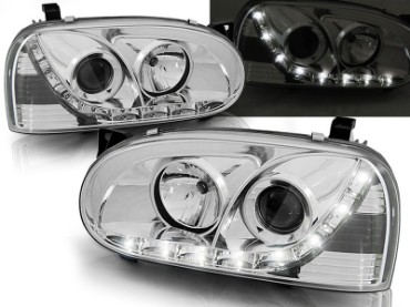 Prednja svjetla LED DayLight (chrome) / Volkswagen Golf 3 (09.1991-08.1997), LPVW94