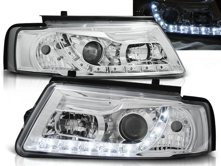 Prednja svjetla LED DayLight (chrome) / Volkswagen Passat B5 3B (11.1996-08.2000), LPVWE6