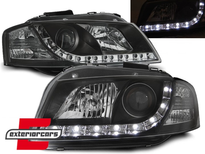 Prednja svjetla LED DayLight (crna) / Audi A3 8P 8PA (2003-2008), LPAU44