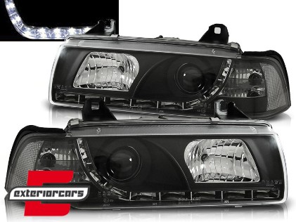 Prednja svjetla LED DayLight (crna) / BMW serije 3 E36 Coupe Cabrio (1990-08.1999), LPBM54