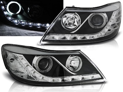 Prednja svjetla LED DayLight (crna) - facelift / Škoda Octavia II facelift (2009-2012), LPSK21