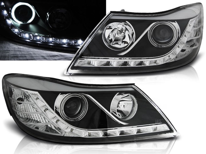 Prednja svjetla LED DayLight (crna) - facelift / Škoda Octavia II facelift (2009-2012), LPSK21