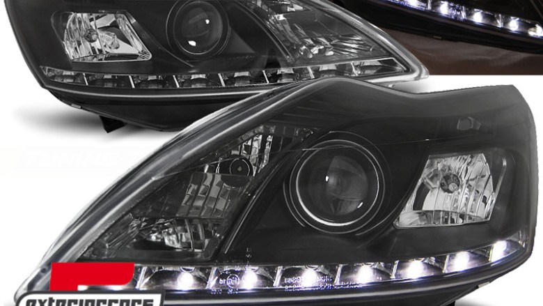 Prednja svjetla LED DayLight (crna) / Ford Focus (02.2008-2010), LPFO73
