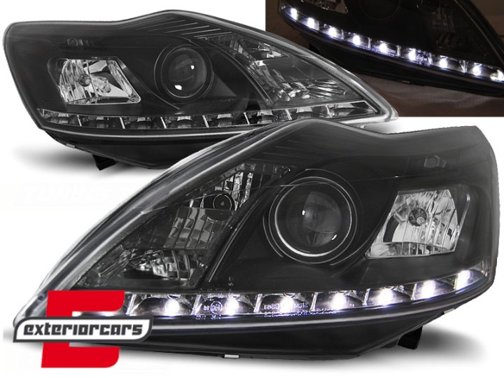 Prednja svjetla LED DayLight (crna) / Ford Focus (02.2008-2010), LPFO73