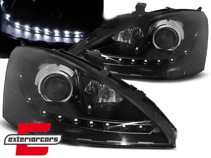 Prednja svjetla LED DayLight (crna) / Ford Focus (1998-10.2001), LPFO44