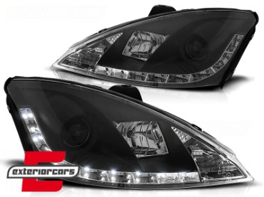 Prednja svjetla LED DayLight (crna) / Ford Focus Facelift (11.2001-2004), LPFO25