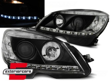 Prednja svjetla LED DayLight (crna) / Mercedes C klasa W204 S204 limuzina karavan (2007-2010), LPME95