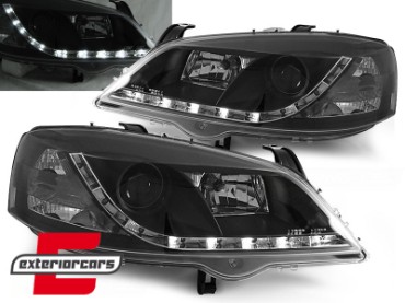 Prednja svjetla LED DayLight (crna) / Opel Astra G (1997-2004), LPOP40