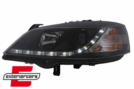 Prednja svjetla LED DayLight (crna) / Opel Astra G (1997-2004), LPOP40