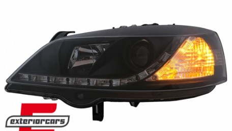 Prednja svjetla LED DayLight (crna) / Opel Astra G (1997-2004), LPOP40