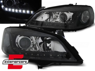 Prednja svjetla LED DayLight (crna) / Opel Astra G (1997-2004), LPOP82