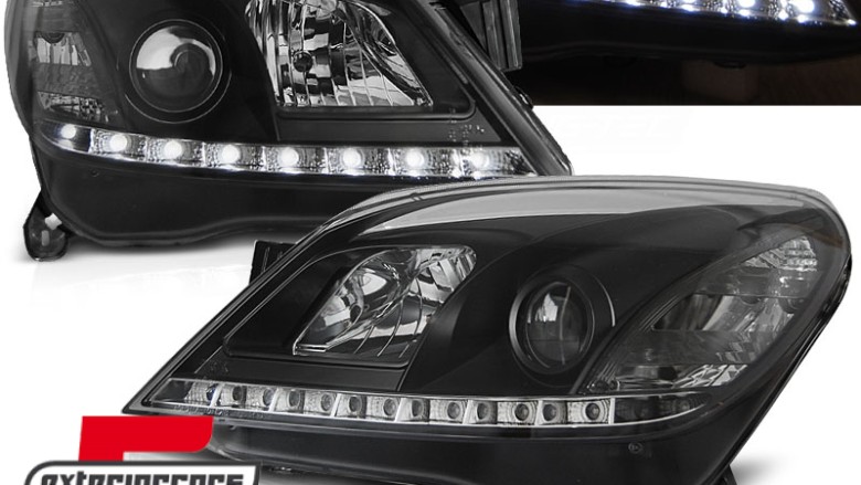 Prednja svjetla LED DayLight (crna) / Opel Astra H (2004-2010), LPOP64