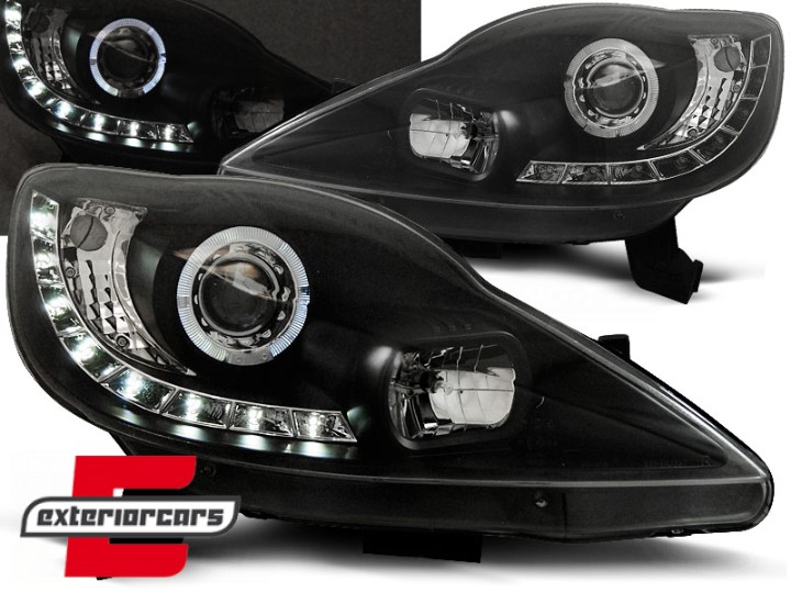 Prednja svjetla LED DayLight (crna) / Peugeot 107 (2005-2011), LPPE25
