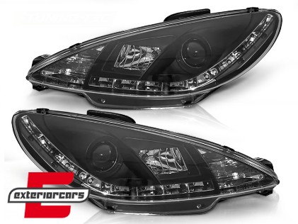 Prednja svjetla LED DayLight (crna) / Peugeot 206 (1998-2002), LPPE19